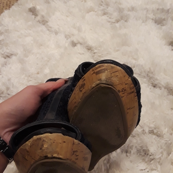 Navy Blue Espadrille Wedge Heels - Picture 10 of 11